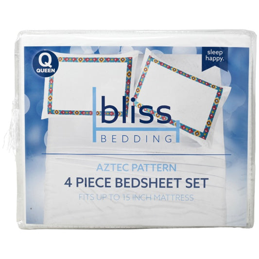 4pc Aztec Queen Sheet Set C/P 12 Bliss