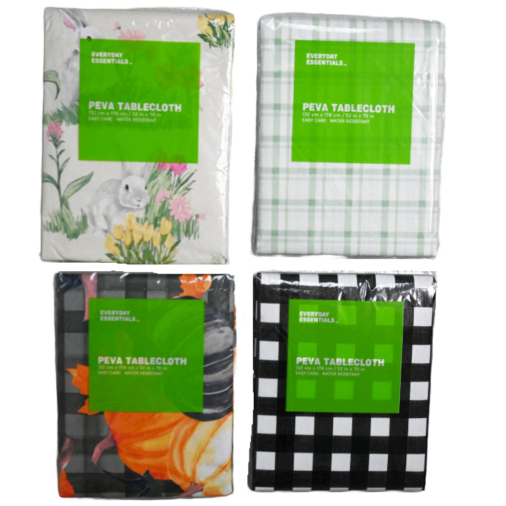 PEVA TABLECLOTH ASST SIZE/PRINTS AS IS C/P 48