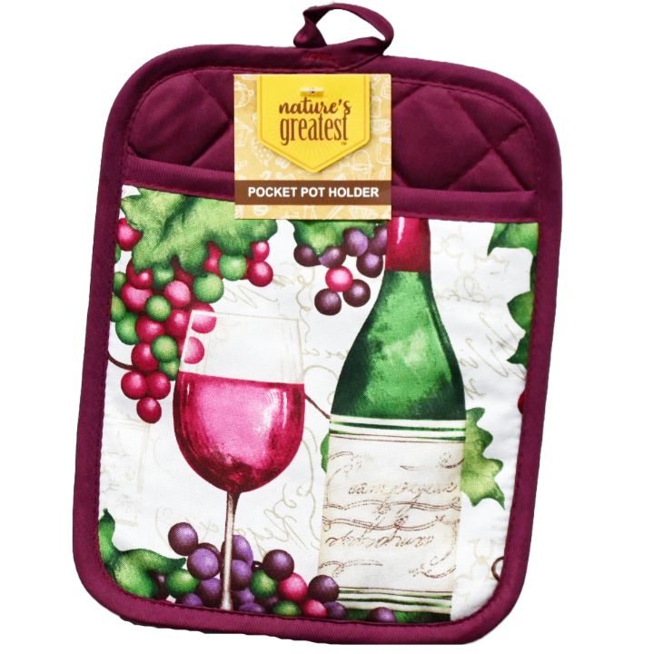 Wine printed Pocket Pot Holder C/P 72