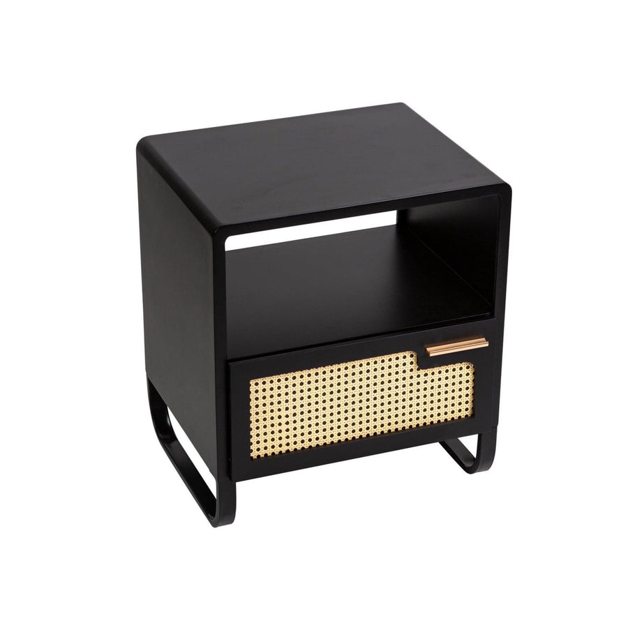 End Table Rattan Drawer Metal Legs 22"Hx19.6"Lx16.1"W C/P 1