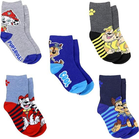 5pk PAW PATROL COOL PUPS CREWS SOCKS SIZE 6-8 C/P 60