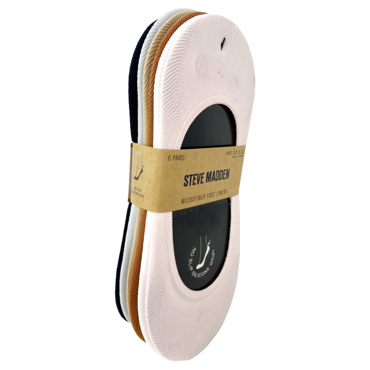 6pk WOMEN MICROFIBER FOOT LINER SOCKS STEVE MADDEN C/P 36