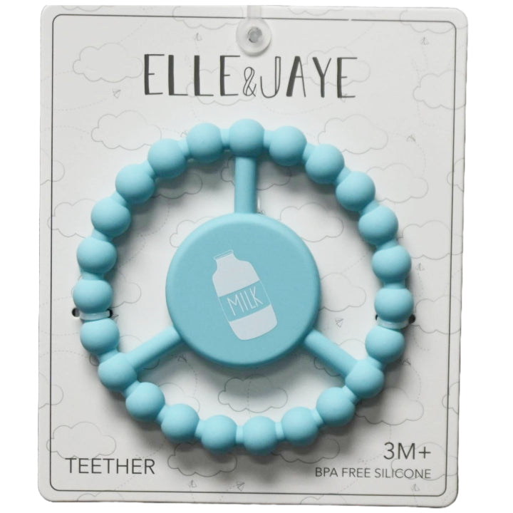 1pc Silicone Peace Teether - Blue With Milk Bottle C/P 100