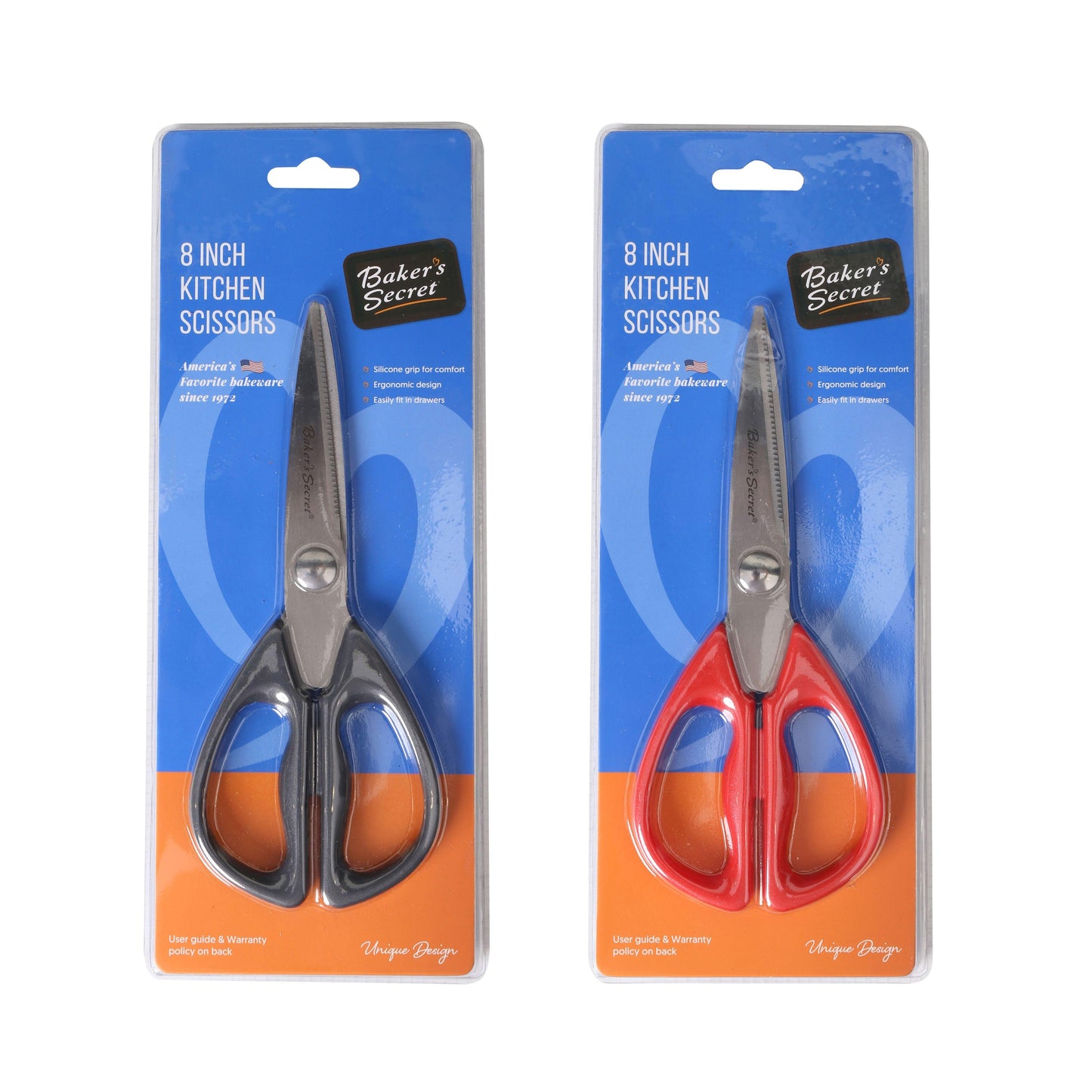 Baker's Secret 8 inch Stainless Steel Scissors, asstd color C/P 36