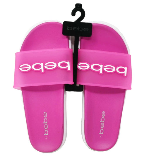 WOMEN FUCHSIA SANDAL wTRANSLUCENT UPPER & RUBBER LOGO PATCH BEBE 6-ASST C/P 12