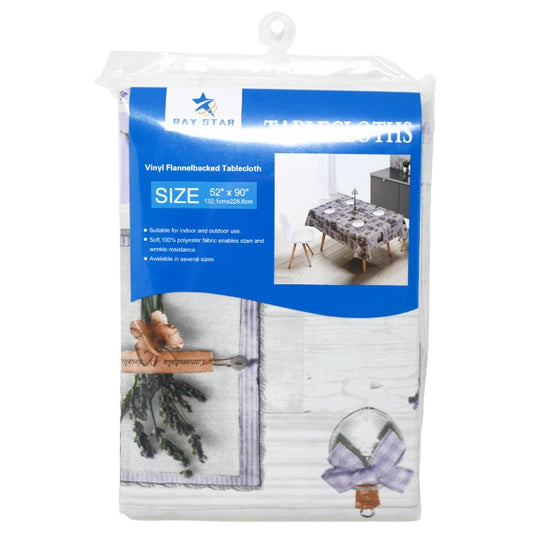 52x90" PRINTED VINYL TABLECLOTH wFLANNEL BACKING C/P 24