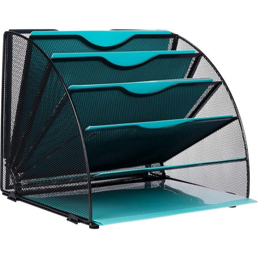 Black Fan Shaped Office Desk Organizers, 6 Compartments C/P 6