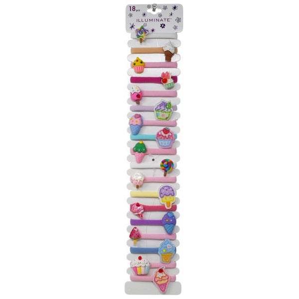 Illuminate 18pk Rolled Hair Pony Holders (With cute Ice Cream Icons in Bright Colors) Peg Card C/P 144