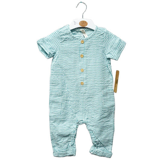 NEWBORN BLUE GINGHAM COVERALL C/P 48