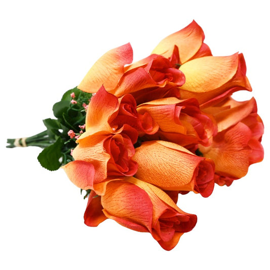 Orange Rose Bud Bush 6 Flowers C/P 240