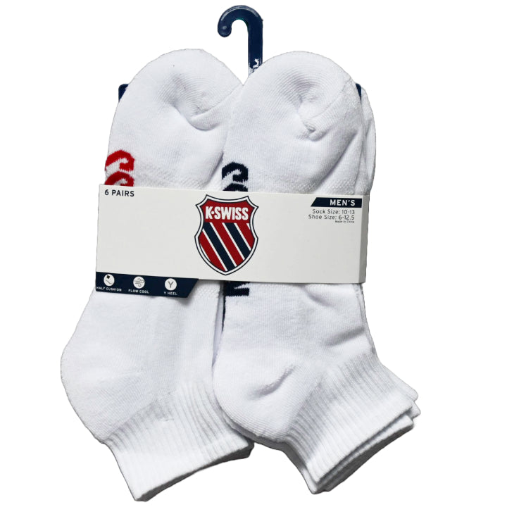 6pk K-SWISS MEN HF CUSH QUARTER SOLID SOCKS C/P 36