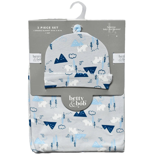 30"x40" 0-6m IAN SWADDLE BLANKET W/HAT C/P 48