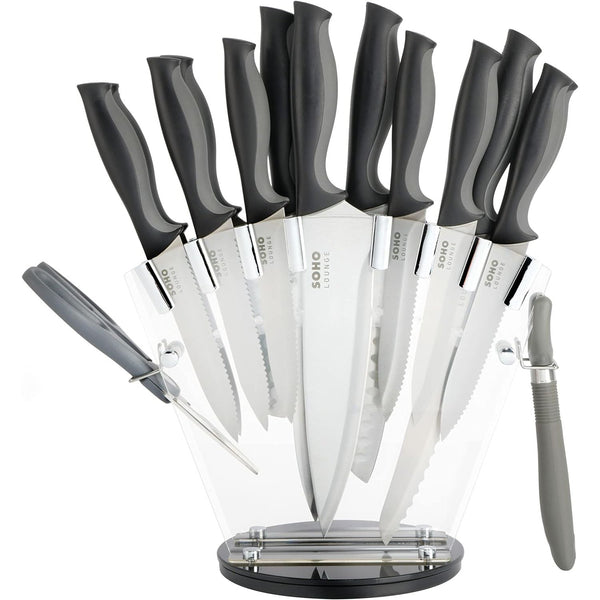 16pc SOHO LOUNGE STREET S.S CUTLERY SET W/ACRYLIC BLOCK C/P 1