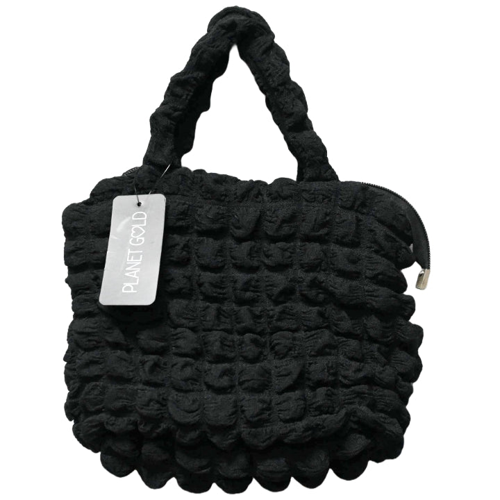 BLACK QUILTED SATCHEL HANDBAG C/P 12