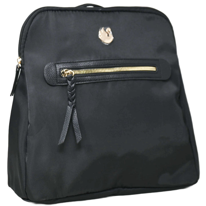 BLACK NYLON BACKPACK wFRONT ZIPPER POCKET GLORIA VANDERBILT C/P 12