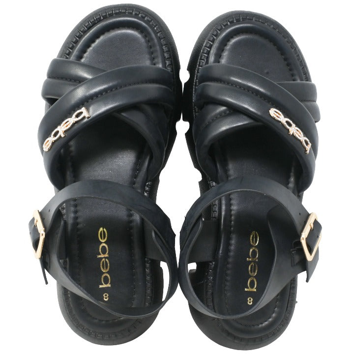 Womens Black Platform Backstrap Sandals C/P 12 BEBE