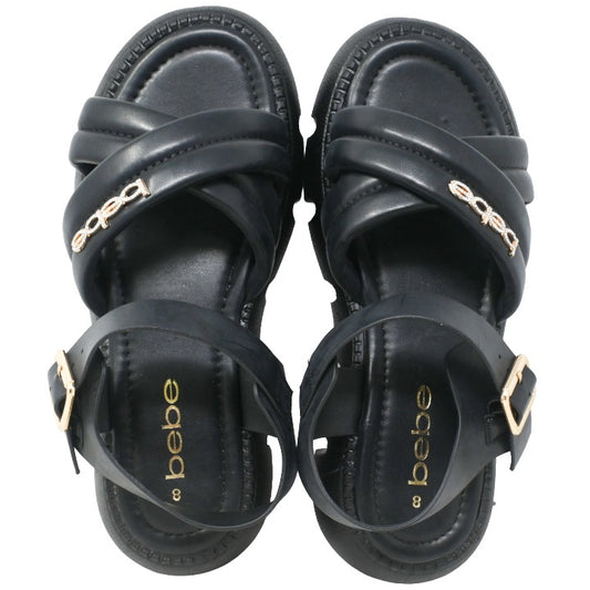 Womens Black Platform Backstrap Sandals C/P 12 BEBE
