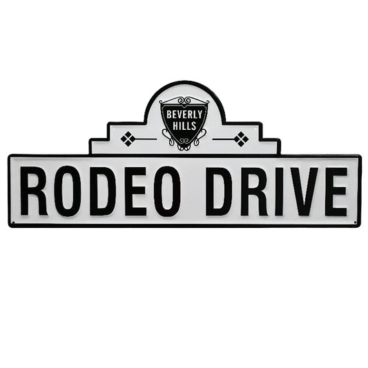 24"x10" EMBSSD RODEO DRIVE METAL WALL SIGN C/P 16