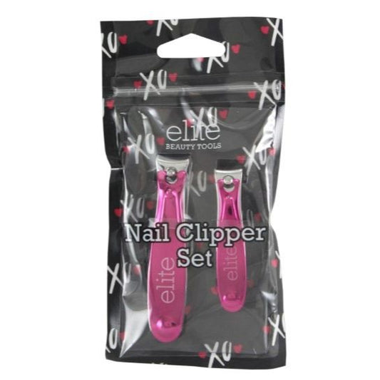 2pc PINK ELECTROPLATE FINISH NAIL CLIPPER SET C/P 144
