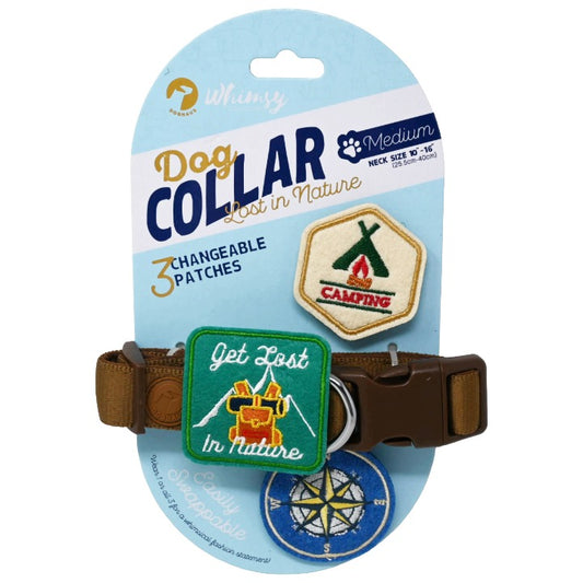 DOG COLLAR W/3PK PATCHES BROWN KHAKI C/P 48 DOGHAUS
