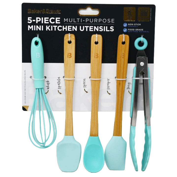 5pk BAMBOO SILICONE UTENSIL SET C/P 48