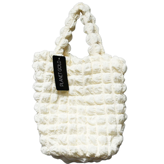 IVORY QUILTED LONG SATCHEL HANDBAG W/TOP ZIPPER C/P 12