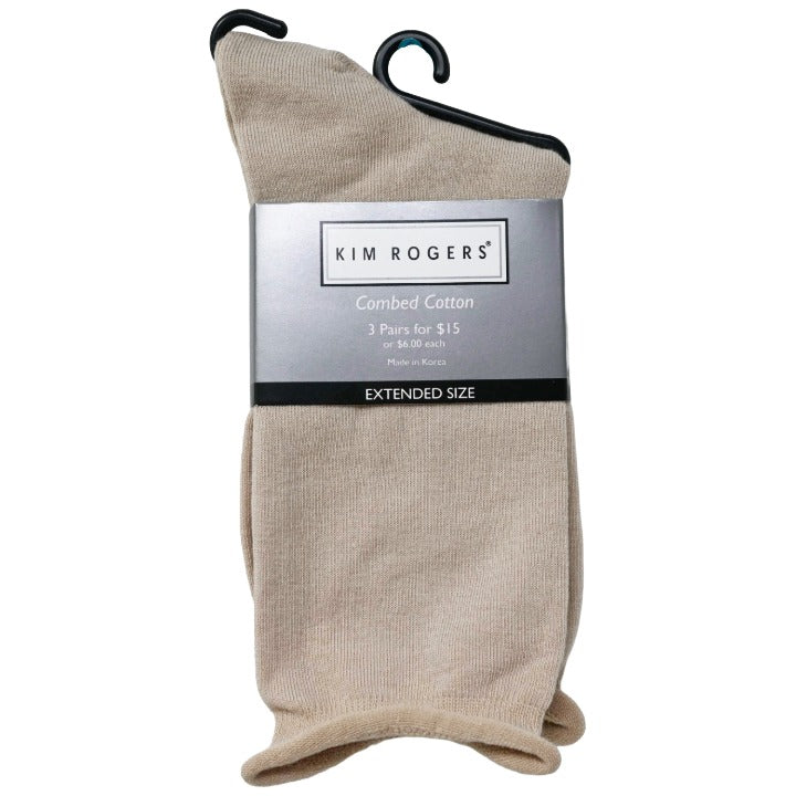 *NO USA* Ladies 9-11 Tan 1 pair Roll Top Socks SKU:  Socks C/P 120