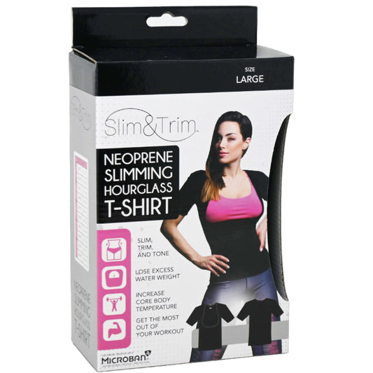 LRG JET BLK NEOPRENE HOURGLASS T-SHIRT W/SLEEVES (BOXED) C/P 12