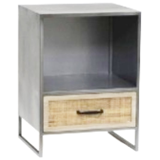 End Table Wood Drawer Metal Legs 21.5"Hx15.7"Lx14.4"W C/P 1