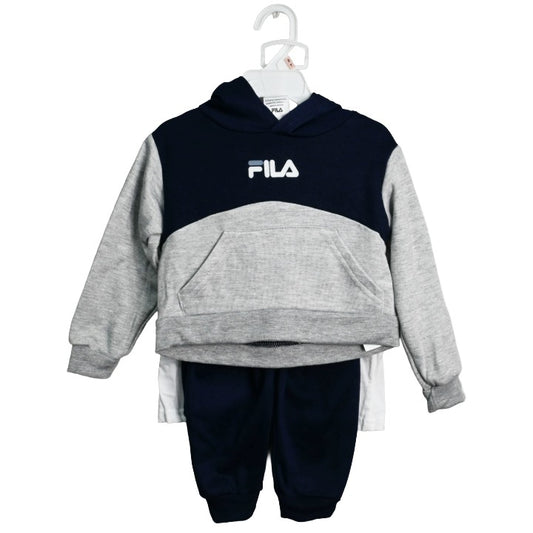 3pc Tod Boys Nvy/Hth Hoodie Tee Jogger Set C/P 24 Fila