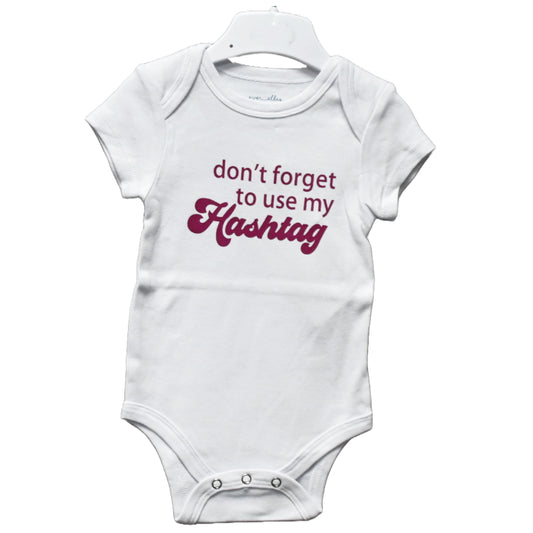 0-3 month White Onesie, Hashtag C/P 48