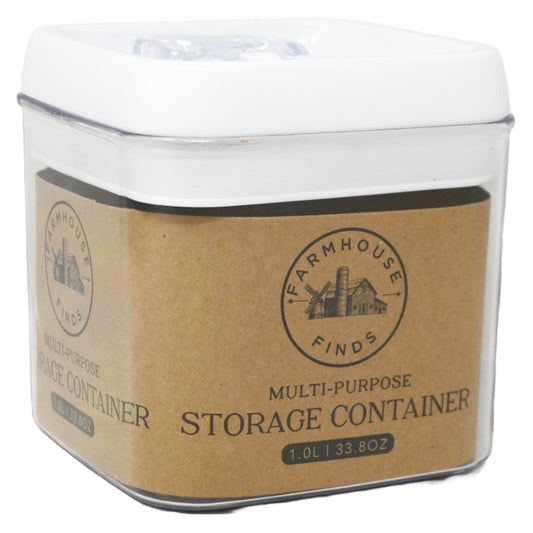 *OUTSIDE OF US* 1.0L White Square Plastic Container C/P 60