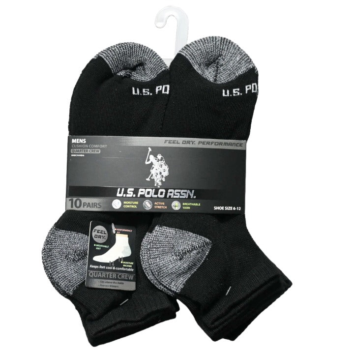 MENS 10PK QTR CREW CUSHION SIZE 6-12 BLACK CHARCOAL CUSHION C/P 48