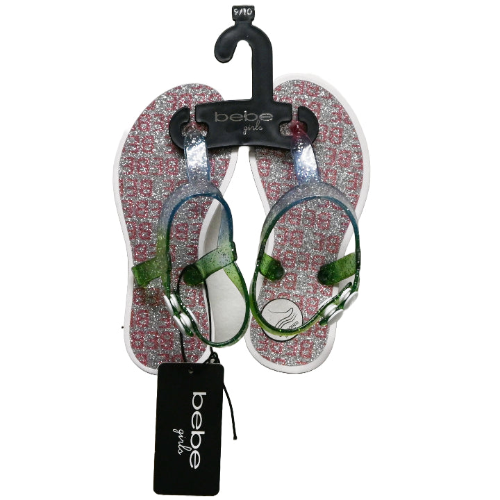 BEBE WHITE TODDLER GIRLS PCU SANDAL W/RHINESTONE & STUD WELT DETAIL ASST SIZE C/P 12