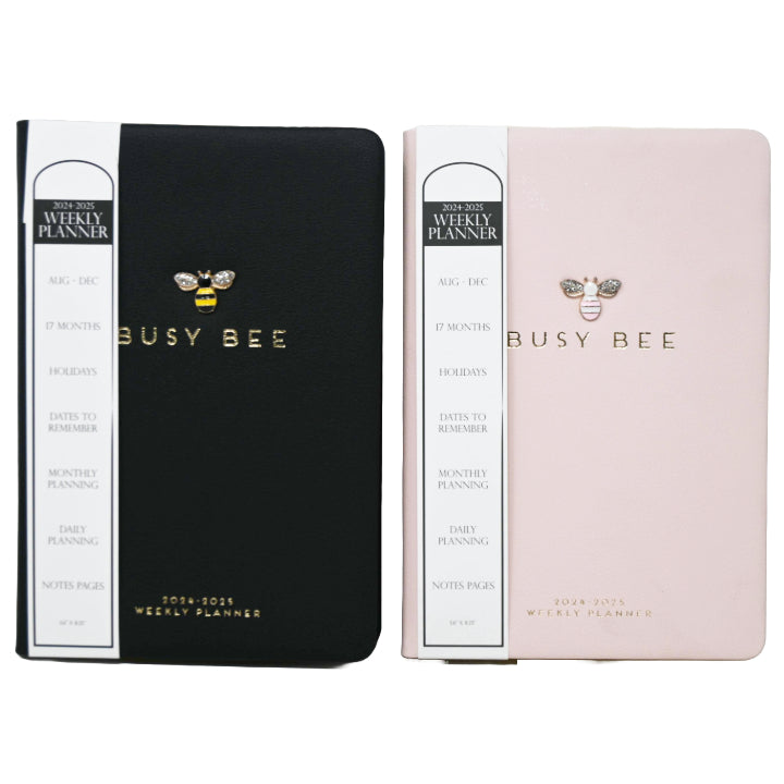 17m BLACK PU BEE PLANNER ASSTD COLORS C/P 12