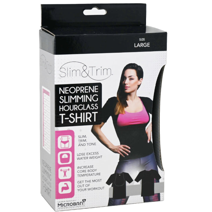 LRG JET BLK NEOPRENE HOURGLASS T-SHIRT W/SLEEVES (BOXED) C/P 12