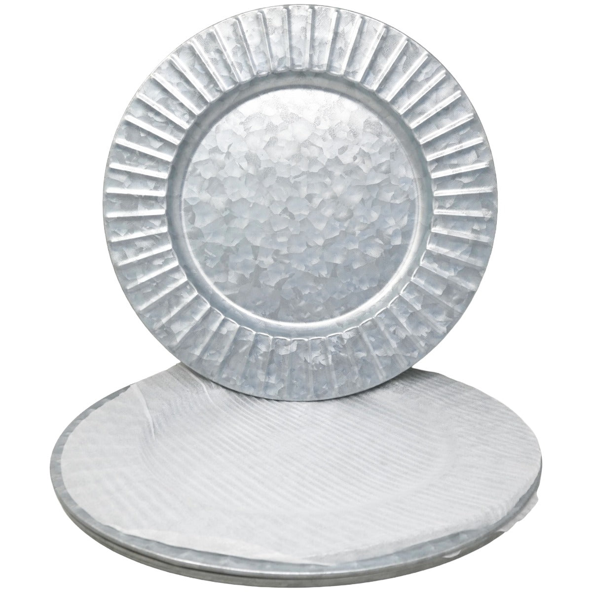 4pc Ribbed Metal Charger Plates C/P 4