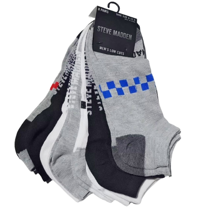 8pk MENS LOW CUT SOCKS SIZE 10-13 STEVE MADDEN C/P 24