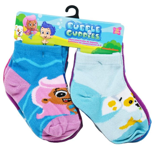 10pk BUBBLE GUPPIES RIDE THE WAVE QRT SOCKS SIZE 2T-4T C/P 60