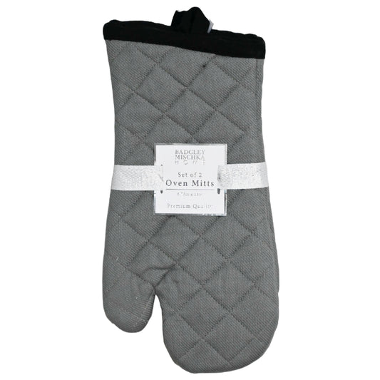 2PC Quilted Mittens - Charcoal With Black Accent Border & Loop Badgley Mischka C/P 24