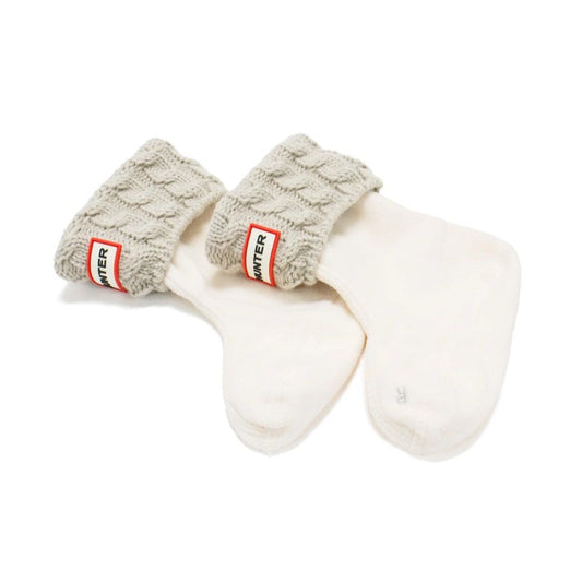 XS. KIDS GREIGE CABLE BOOT SOCKS - ACRYLIC SOLID C/P 24