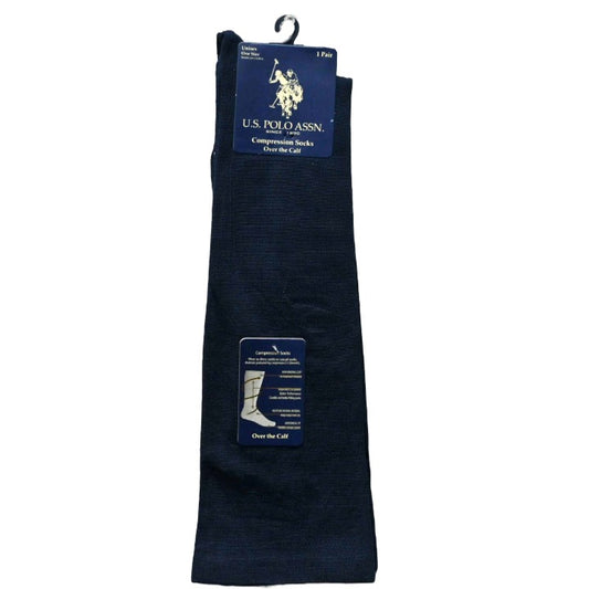MENS 1PK COMPRESSION OVER THE CALF SOCKS SIZE 6-12 BLUE C/P 48 US POLO ASSN