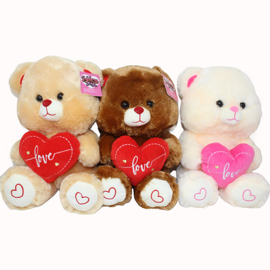 12" BEAR WITH HEART 3-ASST C/P 24