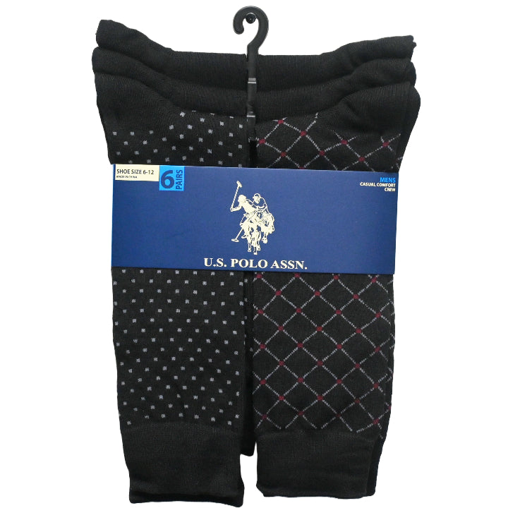 6pk MEN'S BLACK DRESS CREW SOCKS SIZE 6-12 C/P 48
