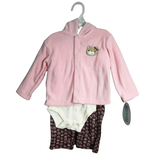 3pc NB Pnk Bear Baby Clothing Set C/P 12 Kristen Hanah