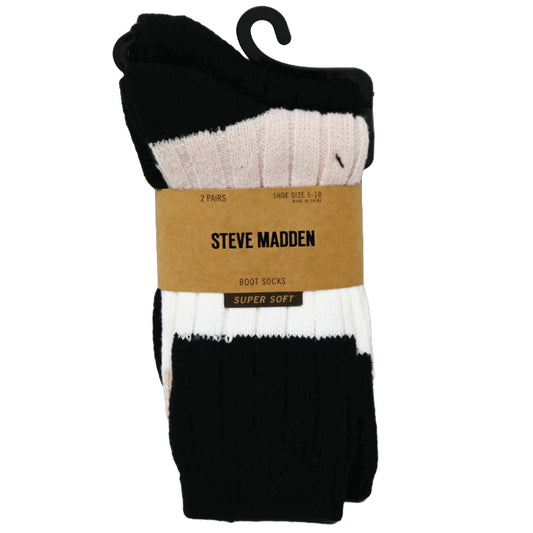 2pk WOMEN POLYTAM BOOT SOCKS STEVE MADDEN C/P 36