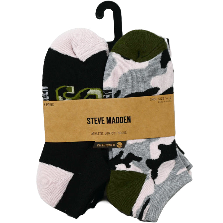 8pk LADIES ATHLETIC CUSHION LOW CUT SOCKS ASST COLOR STEVE MADDEN C/P 36
