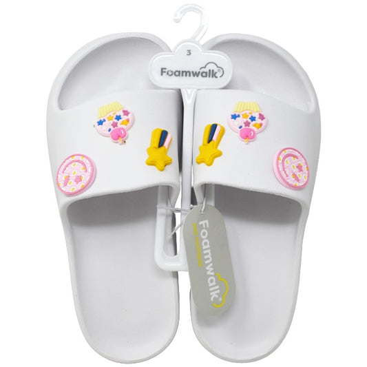Girls White Eva Platform Slides C/P 12 BEBE