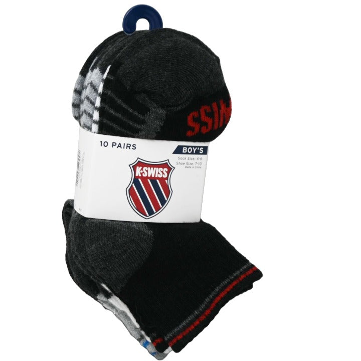 K-SWISS 10PK 4-6 BOYS QTR SOLID SOCKS C/P 36