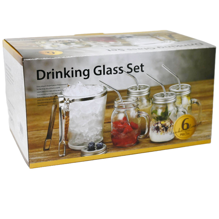 6pc SET MASON JARS & ICE BUCKET C/P 4